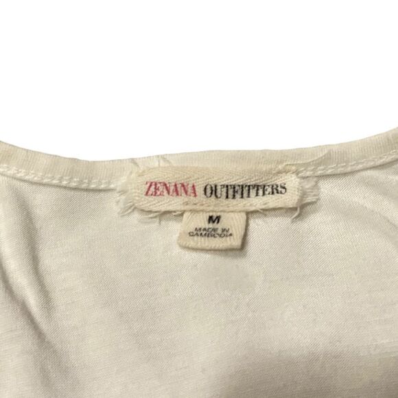 Zenana Outfitters Lace Mesh Sheer Faux Button Off White Tank Top - Picture 5 of 5